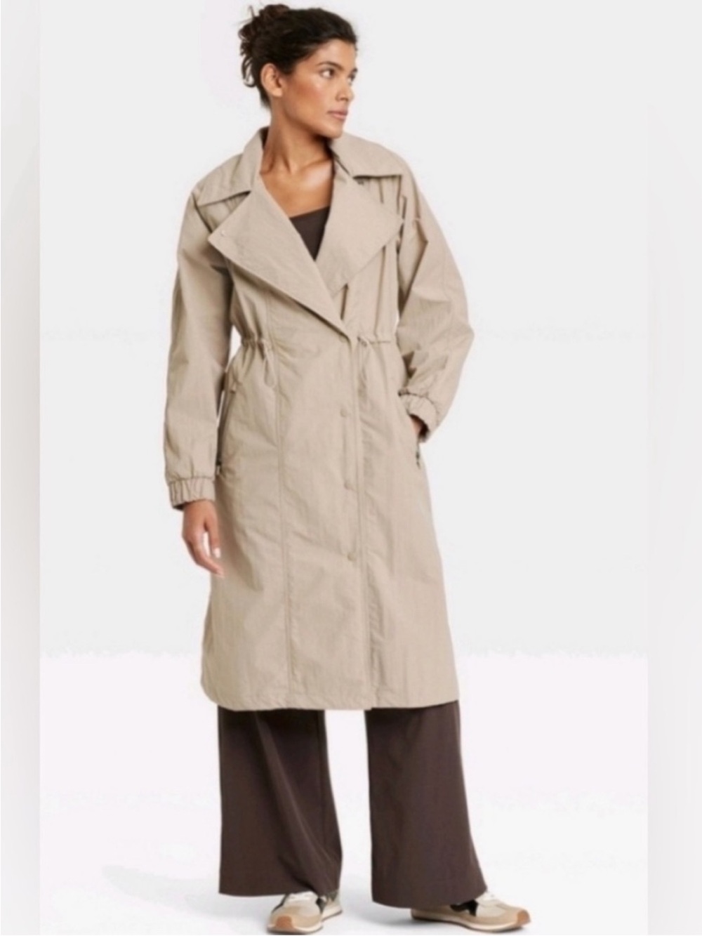 All In Motion Women’s Lightweight Beige Trench w/ Drawstring Waist Size XXL NWT